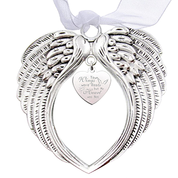 Custom Alloy Big Pendants, Heart with Words and Wing, Platinum, 68x55mm, 2pcs/set