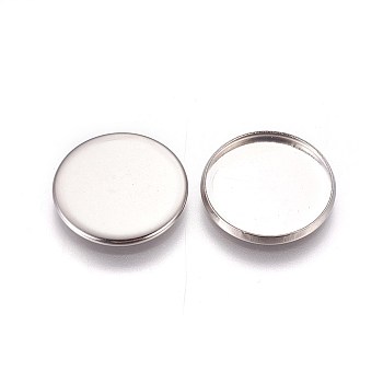 304 Stainless Steel Plain Edge Bezel Cups, Cabochon Settings, Flat Round, Stainless Steel Color, Tray: 18mm, 19.5x1.5mm