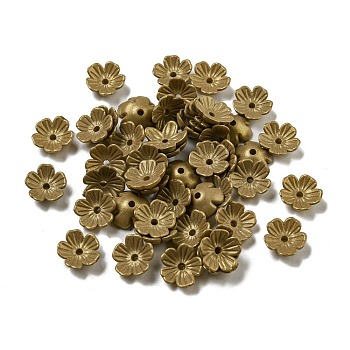 Opaque Acrylic Beads Caps, 5 Petals Flower, Camel, 10.5x11x4mm, Hole: 1.6mm, about 3846 pcs/500g
