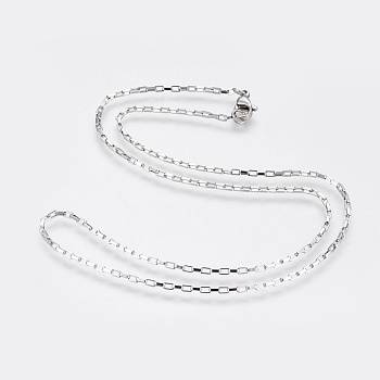 304 Stainless Steel Box Chain Necklaces, with 304 Stainless Steel Beads and Clasps, Stainless Steel Color, 17.6 inch(44.7cm), 1.5mm