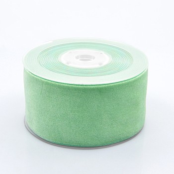 Polyester Velvet Ribbon for Gift Packing and Festival Decoration, Pale Green, 2 inch(50mm), about 20yards/roll(18.29m/roll)