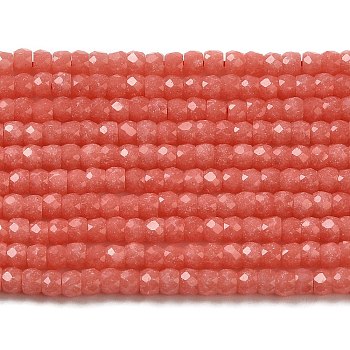 Synthetic Luminous Stone Beads Strands, Faceted, Round, Glow in the Dark, Orange Red, 3x2mm, Hole: 0.6mm, about 156pcs/strand, 14.17 inch(36cm)