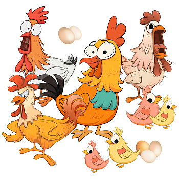 PVC Wall Stickers, Wall Decoration, for Farm, Poultry Housing, Rooster Pattern, 420x290mm