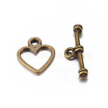 Antique Bronze Heart Alloy Toggle and Tbars