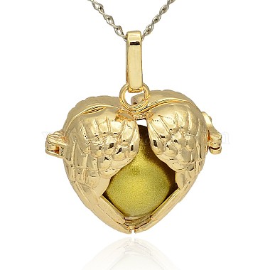 Golden DarkKhaki Heart Brass Pendants