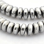 Grade AAA Non-magnetic Synthetic Hematite Rondelle Beads Strands, Platinum Plated, 6x2.5mm, Hole: 1mm, about 89pcs/strand, 9.8 inch(G-M080-02)