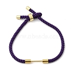 3MM Round Nylon Milan Cord Necklaces Making, with Brass Findings, Golden, Long-Lasting Plated, Rack Plating, Indigo, 8.03 inch(20.4cm)(BJEW-H642-01G-23)
