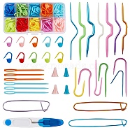 Knitting Tool Set, with Aluminum Cable Stitch Holders, Plastic Stitch Needle Clip, Sewing Scissors, Knitting Needle Caps and Crochet Hooks, Mixed Color(TOOL-NB0001-36)