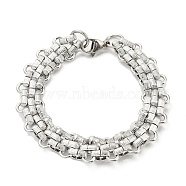 304 Stainless Steel Mesh Chain Bracelets, Stainless Steel Color, 8-1/8 inch(20.5cm)(BJEW-C042-02P)