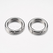 304 Stainless Steel Spring Gate Rings, O Rings, Ring, Stainless Steel Color, 6 Gauge, 24x4mm, Inner Diameter: 16mm(STAS-F149-22P)