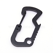 Stainless Steel Keychain Clasp Findings, with Bottle Opener Function Business, Rectangle, Electrophoresis Black, 66.5x32.5x8mm, Hole: 6.5mm(STAS-WH0023-14B)