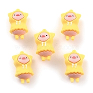 PVC Pendants, for DIY Keychain Making, Pig with Raincoats, Yellow, 46x28x26mm, Hole: 2.5mm(FIND-B002-02C)