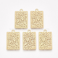 Smooth Surface Alloy Pendants, Rectangle, Matte Gold Color, 27x17x1.5mm, Hole: 1.8mm(PALLOY-T067-75MG)
