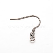304 Stainless Steel Earring Hooks, with Horizontal Loop, Stainless Steel Color, 20x20.5x3mm, Hole: 1.5mm, 20 Gauge, Pin: 0.8mm(STAS-M217-01)