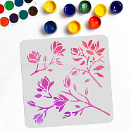 PET Hollow Out Drawing Painting Stencils, for DIY Scrapbook, Photo Album, Flower Pattern, 300x300mm(DIY-WH0402-010)