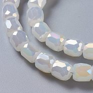 Imitation Jade Glass Beads, Faceted Barrel, White, 10x10mm, Hole: 1mm(GLAA-F108-11A-02)