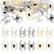 Pandahall 24Pcs 6 Color Glass Spider Pendant, with Alloy Findings, Mixed Color, 25.5x17x4.5mm, Hole: 1.6mm, 4Pcs/color(FIND-TA0003-07)