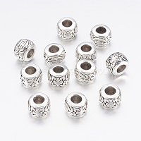 Perles de rondelle d'argent antique, sans plomb et sans cadmium, environ 8 mm de diamètre, épaisseur de 5.5mm, Trou: 3.5mm