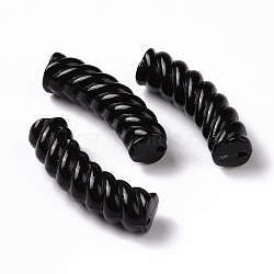 Opaque Acrylic Beads, Twist, Curved Tube, Black, 33x12x8.5mm, Hole: 1.6mm, about 308pcs/500g(OACR-A016-03F)