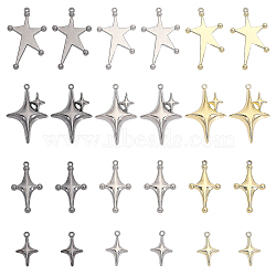 24Pcs 12 Style Rack Plating Alloy Pendants, Cadmium Free & Lead Free & Nickle Free, Star Charm, Mixed Color, 19~34x12~22.5x3~5mm, Hole: 1.4mm, 2pcs/style(PALLOY-CA0002-42)