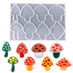 Mushroom Cabochon Silicone Molds, Resin Casting Molds, for UV Resin, Epoxy Resin Craft Making, White, 147x222x6mm, Hole: 3mm, Inner Diameter: 53~68x37~66mm(DIY-L071-05A)
