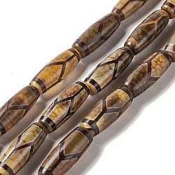 Tibetan Style dZi Beads Strands, Natural & Dyed Agate Beads, Rice, Tortoise Pattern, 28.5~30x10mm, Hole: 2.5mm, about 10pcs/strand, 11.81''(30cm)(G-A024-01T)