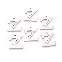 304 Stainless Steel Pendant Rhinestone Settings, Letter, Stainless Steel Color, Letter.Z, Z: 16x14x1.5mm, Hole: 1.2mm, Fit for 1.6mm Rhinestone(STAS-F267-09Z-P)
