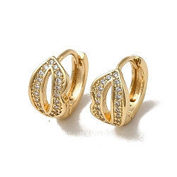 KC Gold Plated Brass Micro Pave Cubic Zirconia Hoop Earring, Lip, 13x7.5mm(EJEW-L271-01KCG-05)