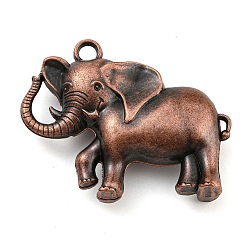 Tibetan Style Alloy Pendants, Elephants, Cadmium Free & Lead Free, Red Copper, 32x41x10.5mm, Hole: 3.5mm(FIND-C052-11R)