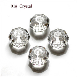 Imitation Austrian Crystal Beads, Grade AAA, Faceted, Octagon, Clear, 10x7mm, Hole: 0.9~1mm(SWAR-F083-8x10mm-01)