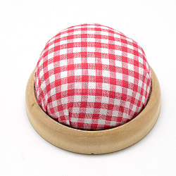 Cloth Needle Pin Cushions, with Wood and Foam inside, Half Round/Dome, Red, 72x40~45mm, Half Hole: 3mm(TOOL-R115-05B)
