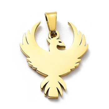 304 Stainless Steel Pendants, Eagle Charm, Golden, 22x18x1.4mm, Hole: 5.5x3mm