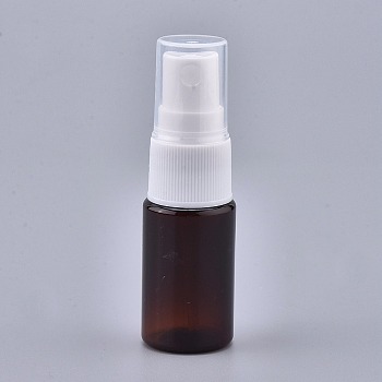 Empty Portable PET Plastic  Spray Bottles, Fine Mist Atomizer, with Dust Cap, Refillable Bottle, Coconut Brown, 7.55x2.3cm, Capacity: 10ml(0.34 fl. oz)