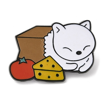 Cat Theme Alloy Enamel Brooch, Pin for Backpack Clothes, Tomato, 20.5x30x1.5mm