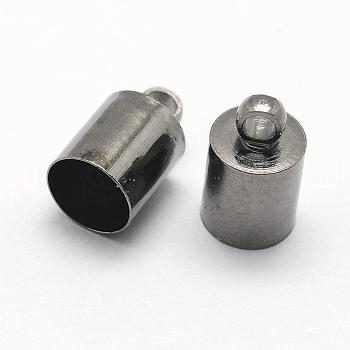 Brass Cord Ends, End Caps, Gunmetal, 11x7mm, Hole: 1mm, Inner Diameter: 6mm