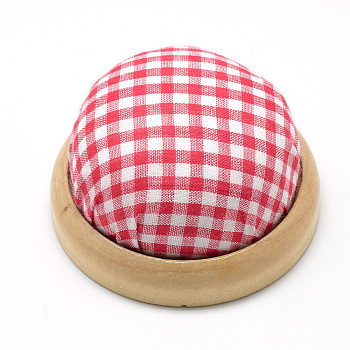 Cloth Needle Pin Cushions, with Wood and Foam inside, Half Round/Dome, Red, 72x40~45mm, Half Hole: 3mm