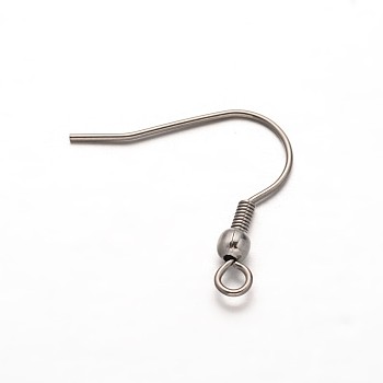 304 Stainless Steel Earring Hooks, with Horizontal Loop, Stainless Steel Color, 20x20.5x3mm, Hole: 1.5mm, 20 Gauge, Pin: 0.8mm