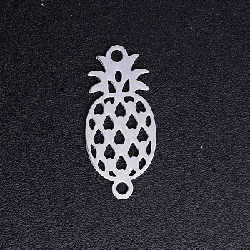 201 Stainless Steel Links connectors, Pineapple, Stainless Steel Color, 20x9x1mm, Hole: 1.5mm