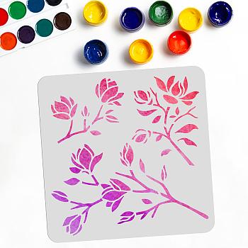 PET Hollow Out Drawing Painting Stencils, for DIY Scrapbook, Photo Album, Flower Pattern, 300x300mm
