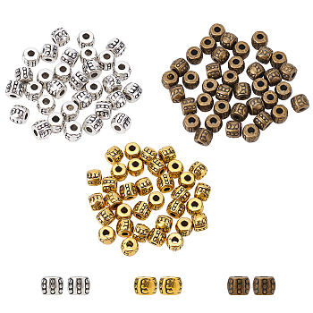 Tibetan Style Alloy Spacer Beads, Lead Free & Cadmium Free, Column, Mixed Color, 6x5mm, Hole: 2.5mm, 3 colors, 40pcs/color, 120pcs/box