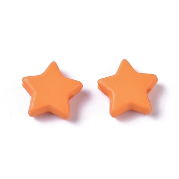 Opaque Acrylic Beads, Star, Dark Orange, 9.5x9.5x3.5mm, Hole: 0.5mm