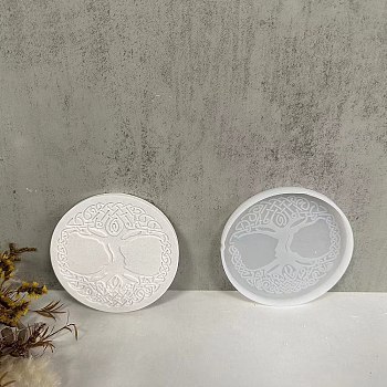 Tree of Life DIY Silicone Coaster Molds, Decoration Making, Resin Casting Molds, For UV Resin, Epoxy Resin Jewelry Making, White, 108x104x9mm, Inner Diameter: 98mm