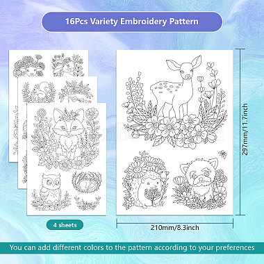 4 Sheets 11.6x8.2 Inch Stick and Stitch Embroidery Patterns(DIY-WH0455-083)-2