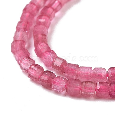 Натуральный розовый турмалин бисер нитей(G-C009-B20)-4