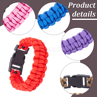 9Pcs 9 Colors Survival Polyester Cord Bracelets Set with Plastic Clasps for Hiking Camping Outdoor(BJEW-AN0001-60)-6