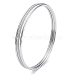Non-Tarnish 3Pcs 304 Stainless Steel Plain Bangles Set, Stackable Bangles, Stainless Steel Color, Inner Diameter: 2-1/2 inch(6.5cm)(BJEW-G684-02B-P)