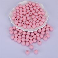Round Silicone Focal Beads, Chewing Beads For Teethers, DIY Nursing Necklaces Making, Pearl Pink, 15mm, Hole: 2mm(SI-JX0046A-87)