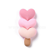 Cute Opaque Resin Decoden Cabochons, Ice Cream with Heart, Imitation Food, Pink, 32x15x8mm(RESI-L037-09E)