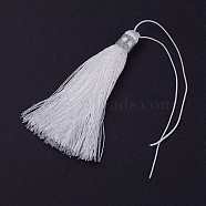 Nylon Thread Tassel Big Pendant Decorations, White, 100x10mm(NWIR-K019-A34)