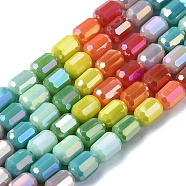 Electroplate Glass Beads Strands, Faceted, Column, Mixed Color, 5.5x4mm, Hole: 1mm, about 35pcs/strand, 8.19''(20.8cm)(EGLA-C004-07)